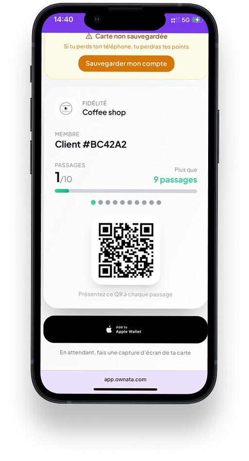 Ajouter la carte au Wallet